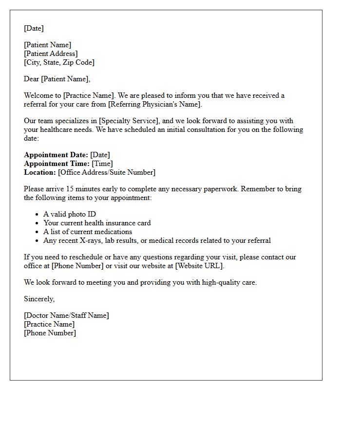 Physician Referral Patient Welcome Letter