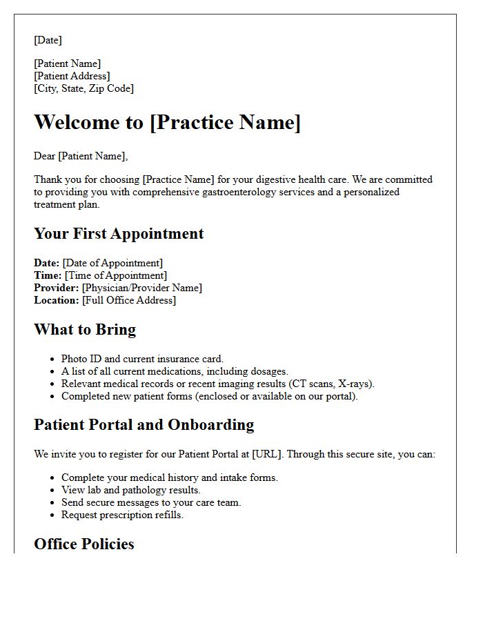 Comprehensive Gastroenterology Welcome And Onboarding Letter
