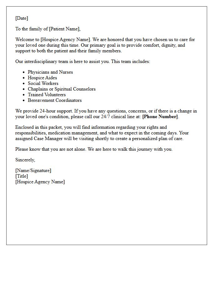 Hospice and Palliative Care Family Welcome Letter