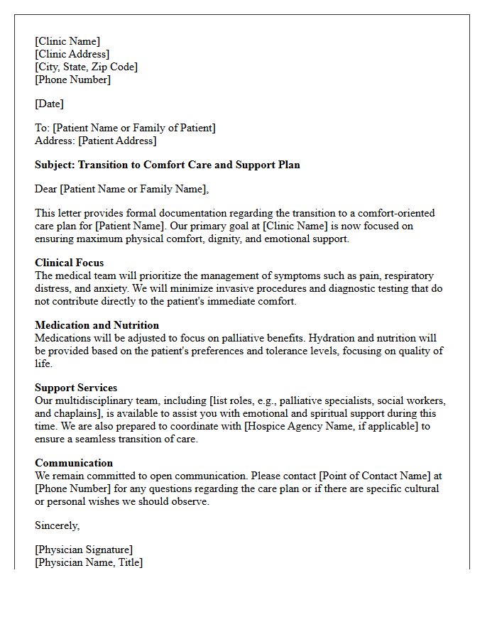 Advanced Medical Clinic Comfort Care Letter
