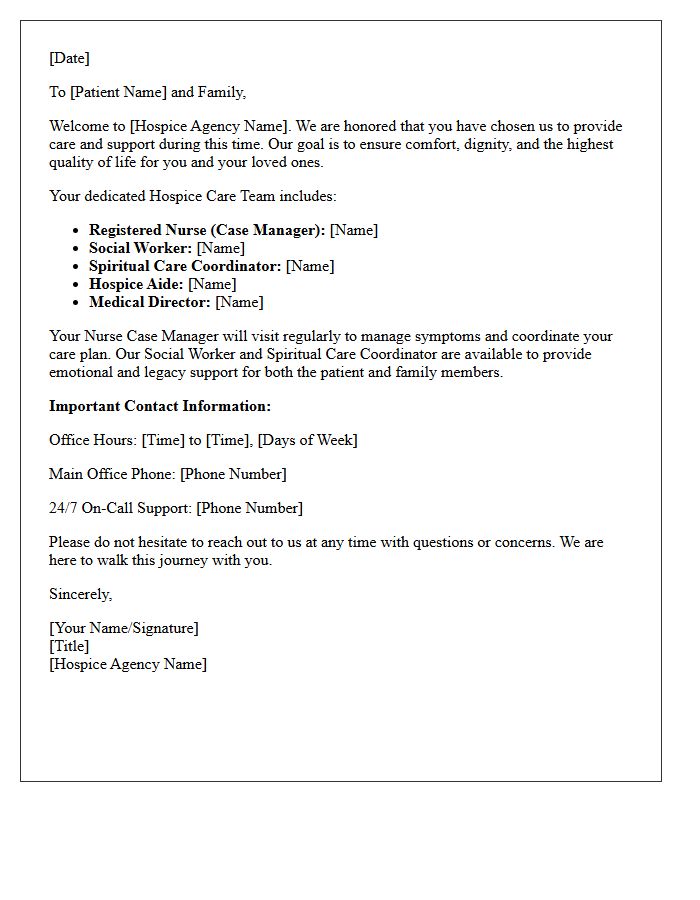 Hospice Care Team Welcome Letter