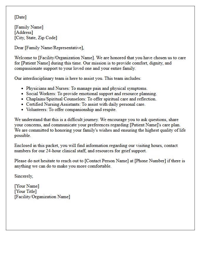 End-of-Life Care Family Welcome Letter