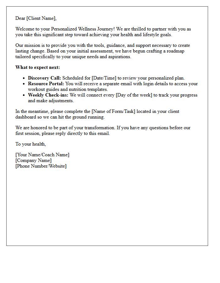 Personalized Wellness Journey Welcome Letter