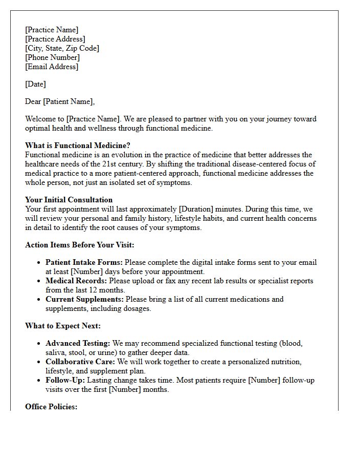 Functional Medicine Patient Orientation Letter