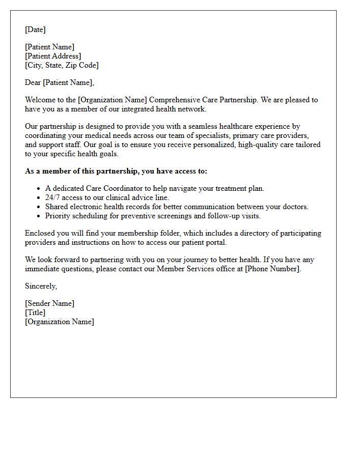 Comprehensive Care Partnership Welcome Letter