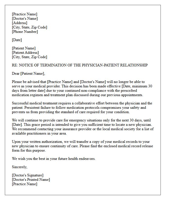 Formal Discharge Letter for Medication Non-Compliance