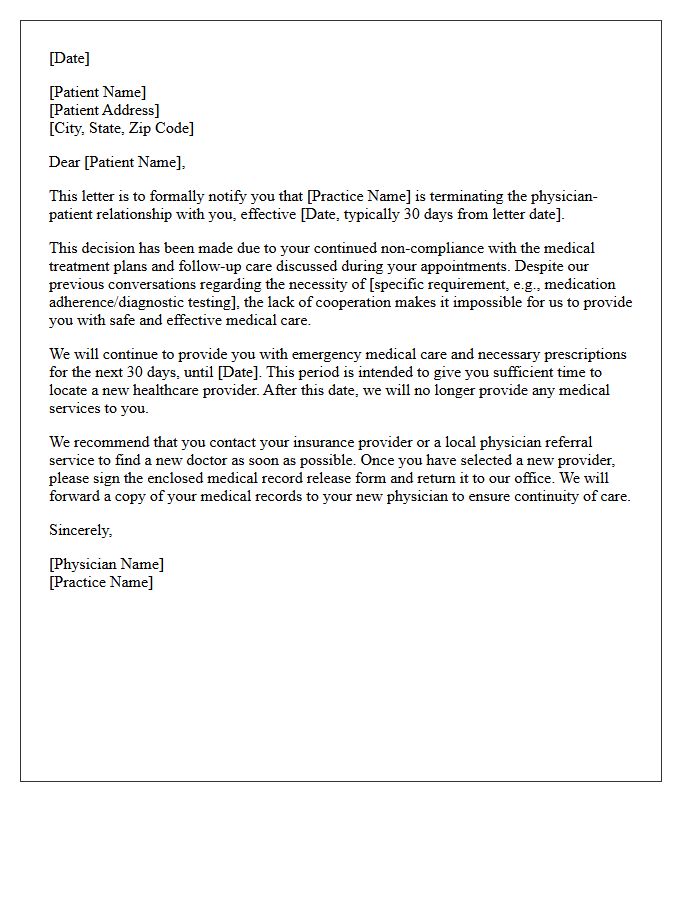 Final Dismissal Letter for Chronic Medical Non-Compliance