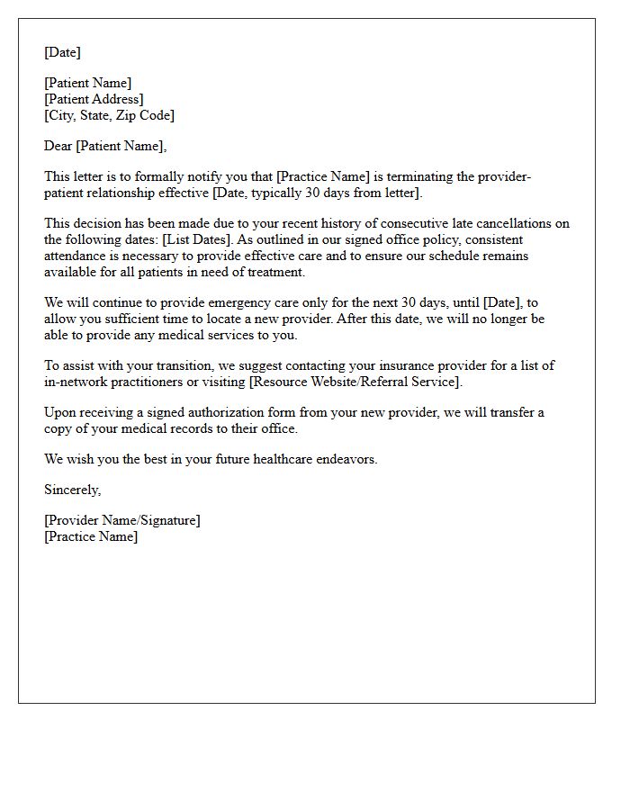 Discharge Letter Due to Consecutive Late Cancellations