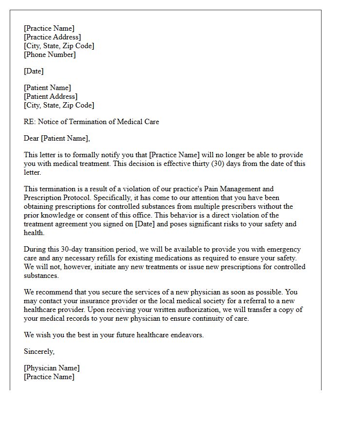 Multiple Prescriber Protocol Violation Dismissal Letter