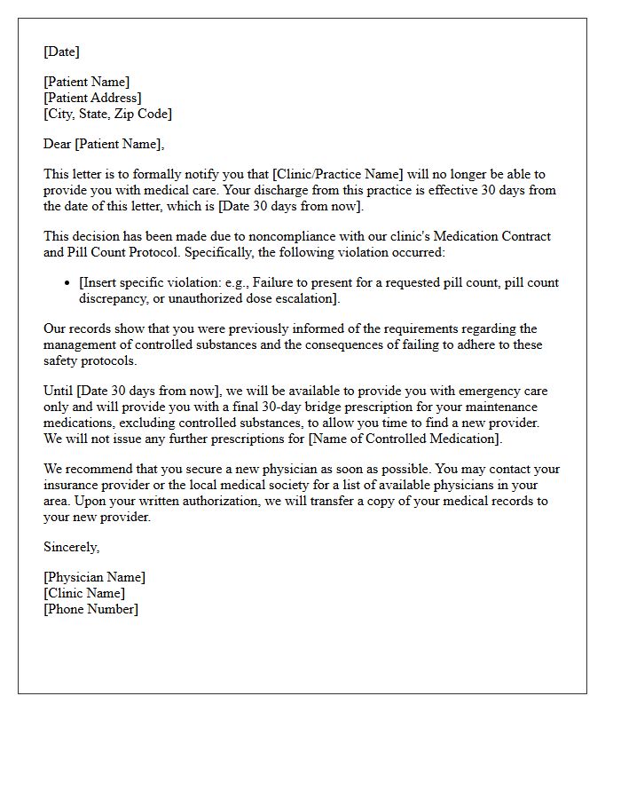 Pill Count Protocol Noncompliance Dismissal Letter