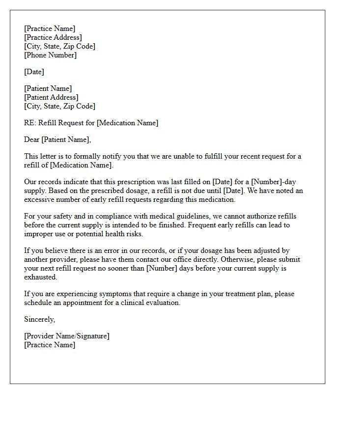 Excessive Prescription Refill Request Dismissal Letter