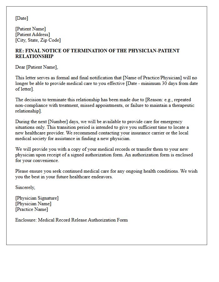 Final Notice Of Medical Practice Dismissal Letter