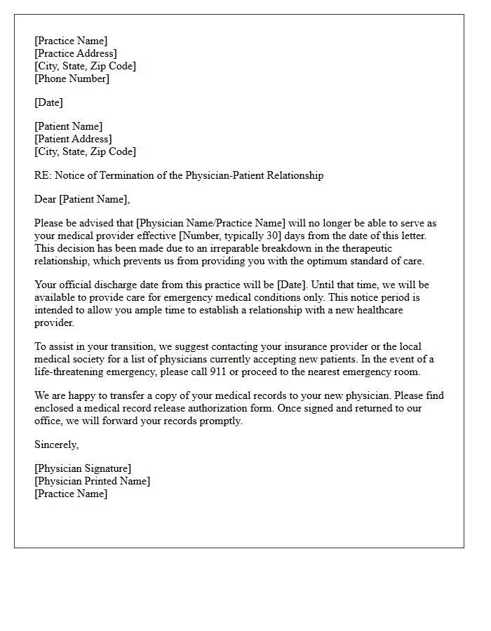 Irreparable Relationship Breakdown Patient Dismissal Letter