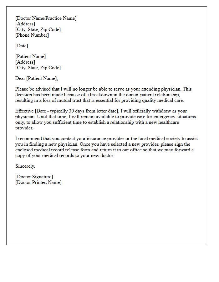 Loss Of Doctor-Patient Trust Dismissal Letter