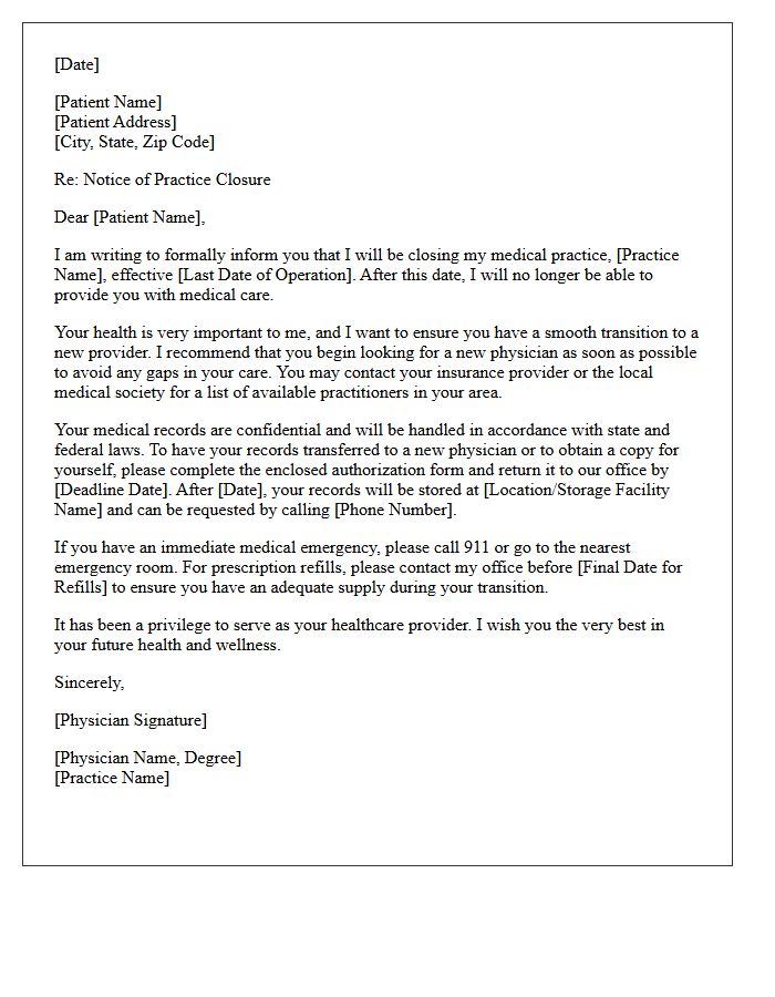 Solo Practice Closure Patient Dismissal Letter
