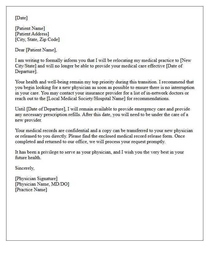 Standard Patient Dismissal Letter Due To Physician Relocation