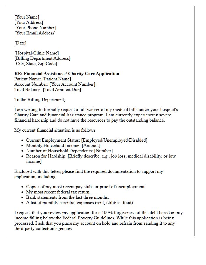 Full Charity Care Hardship Forgiveness Letter