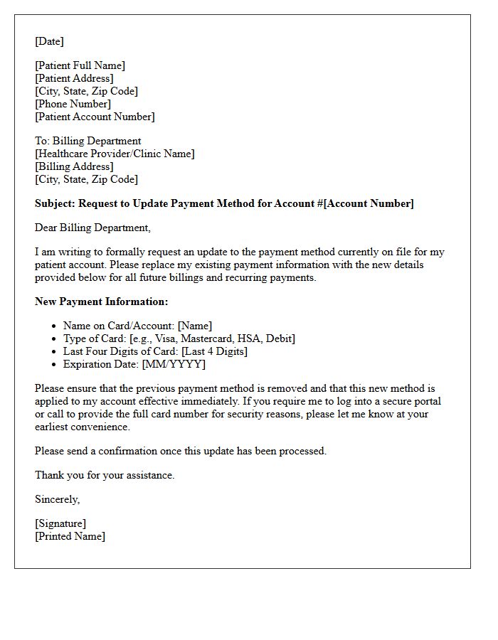 Patient Account Payment Method Update Request Letter