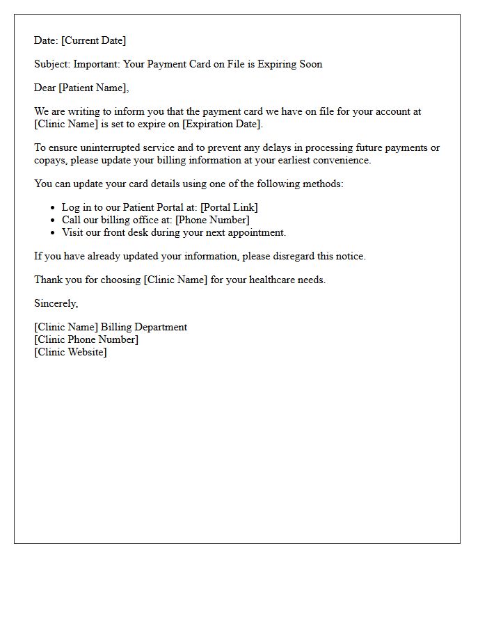 Automated Card Expiration Alert for Clinic Patients Letter