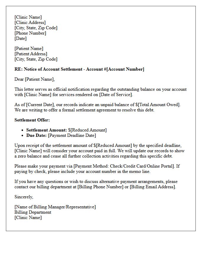 Clinic Billing Account Settlement Official Letter