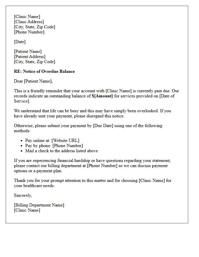Medical Clinic Overdue Account First Notice Letter