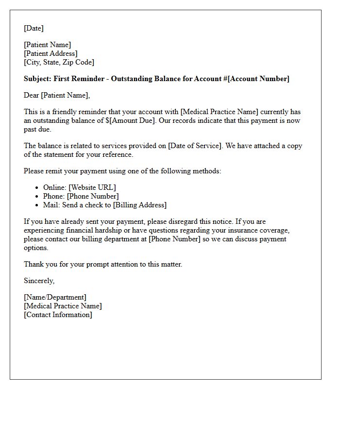 First Reminder Letter For Overdue Medical Balance