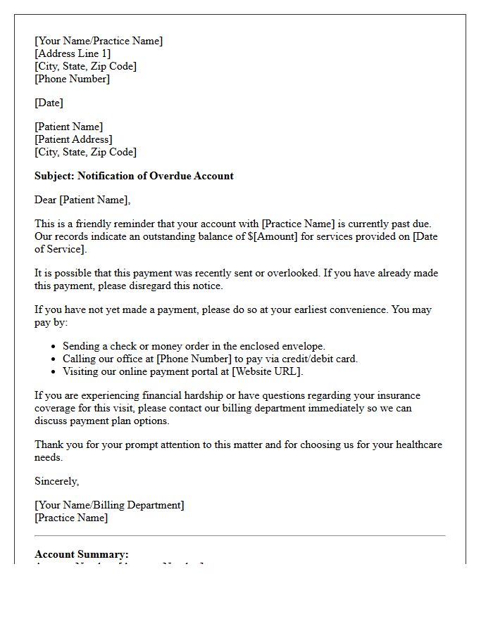 Initial Overdue Medical Account Notification Letter