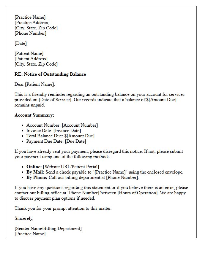 First Notice Letter For Outstanding Patient Balance