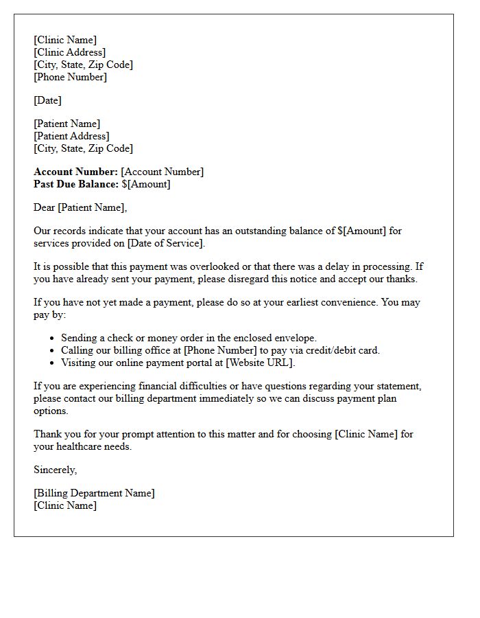 Initial Notice Letter For Past Due Clinic Balance