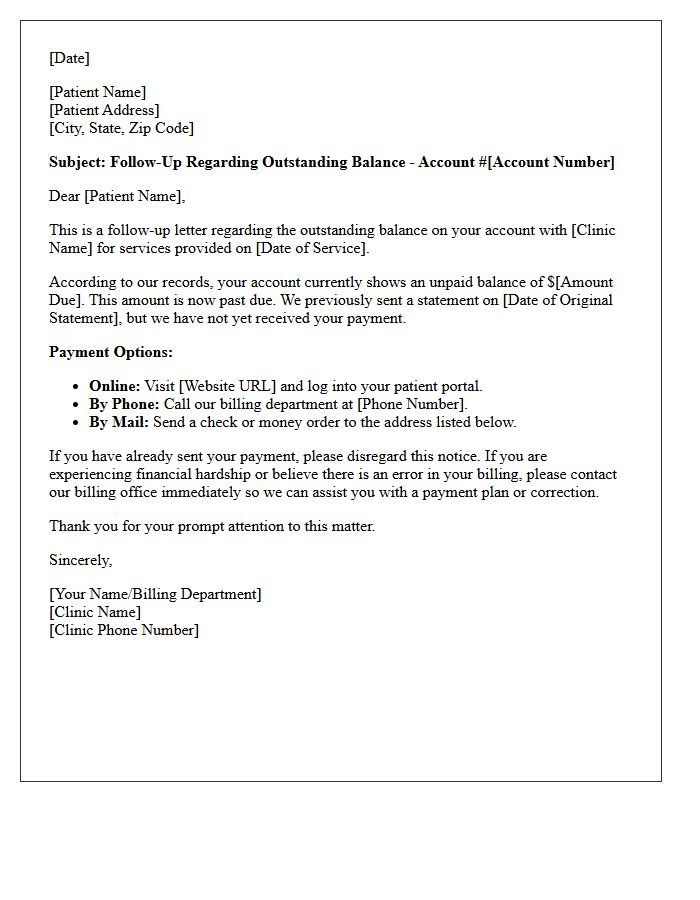 Follow-Up Clinic Payment Request Letter