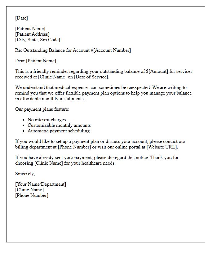 Clinic Payment Plan Option Reminder Letter