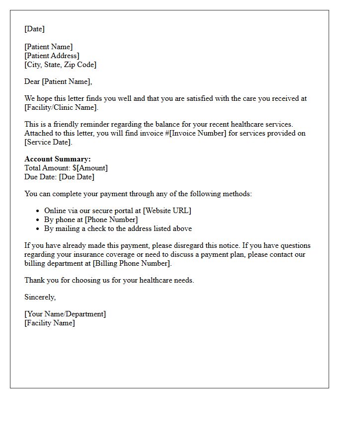 Patient Care Services Friendly Invoice Letter