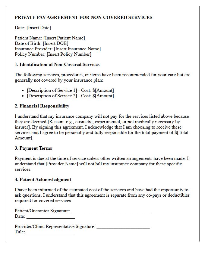 Private Pay Agreement Letter for Non-Covered Services
