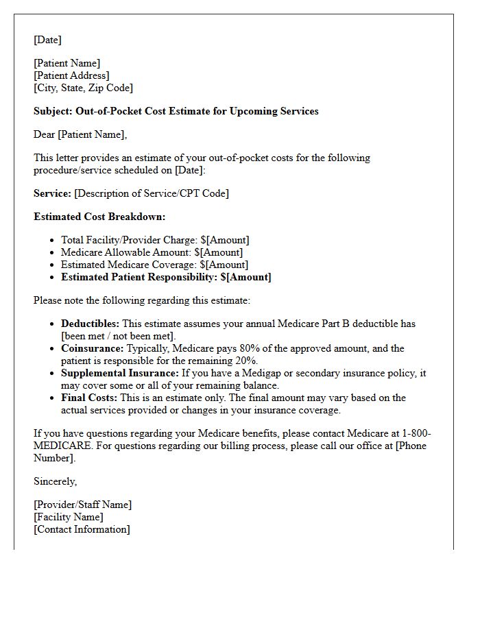 Out-of-Pocket Cost Estimate Letter for Medicare Patients