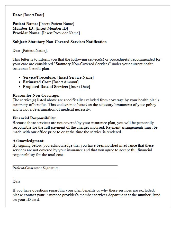 Statutory Non-Covered Services Notification Letter