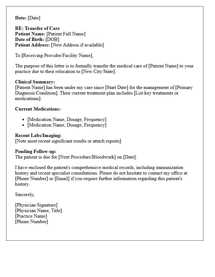 Patient Relocation Transfer Of Care Letter