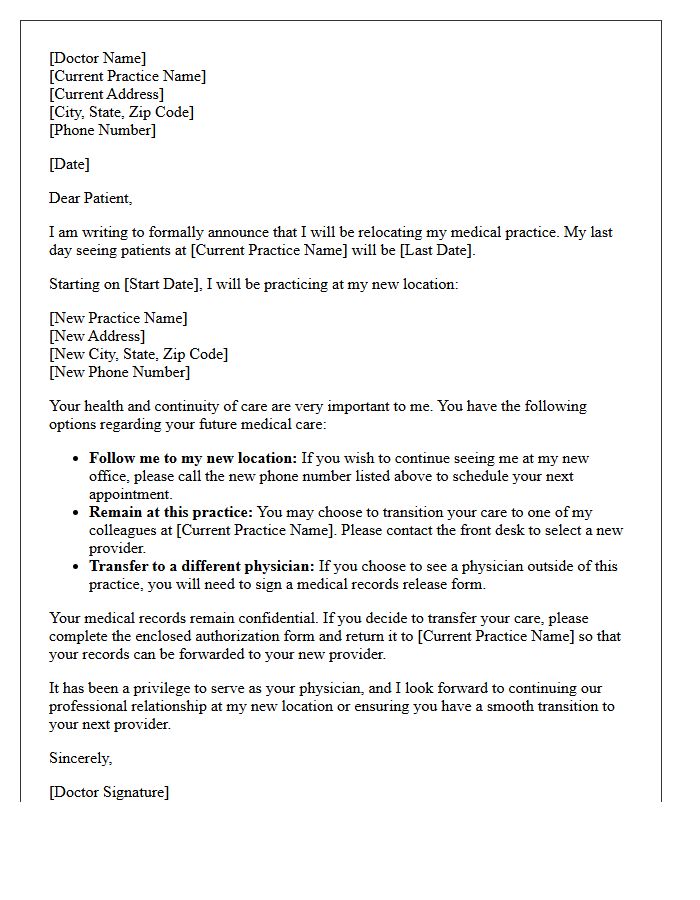 Physician Relocation Transfer Of Care Letter
