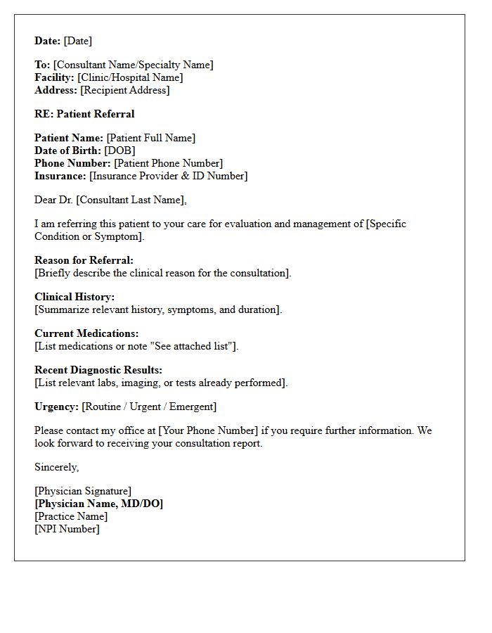 Adult Primary Care Provider Medical Referral Letter