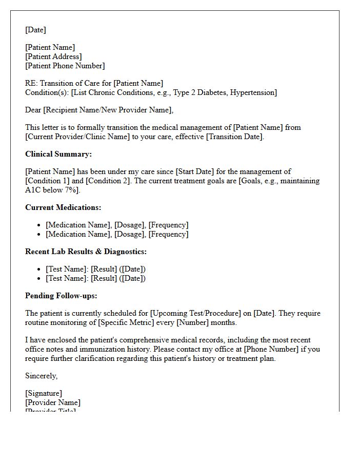 Chronic Condition Management Transition Letter