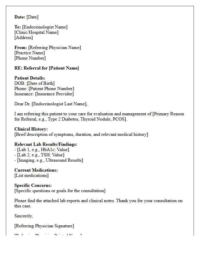 Endocrinology Specialist Referral Letter