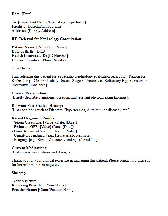 Nephrology Specialist Referral Letter