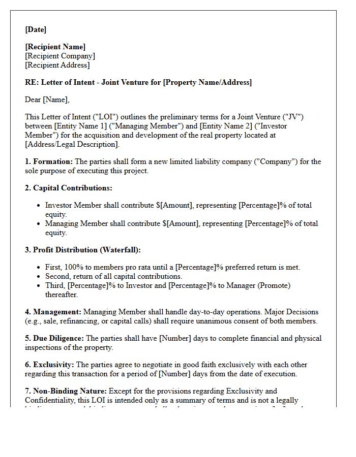 Attorney Drafted Letter of Intent for Real Estate Joint Venture