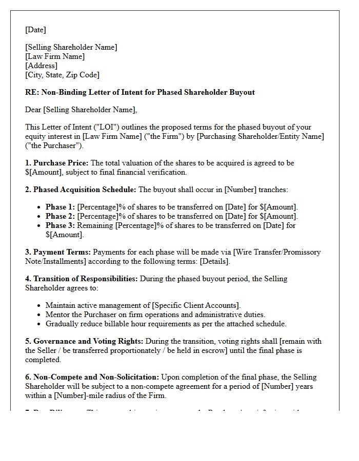 Letter Of Intent For Phased Law Firm Shareholder Buyout