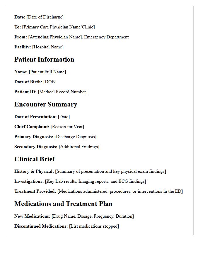 Emergency Department Discharge and Primary Care Transfer Letter