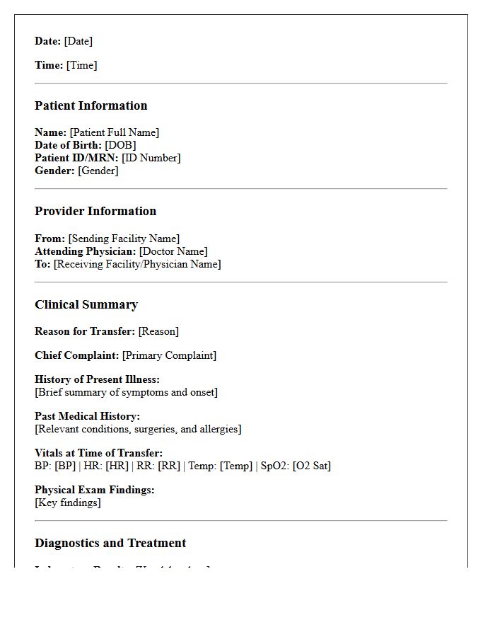 Emergency Department Treatment Summary and Transfer Letter