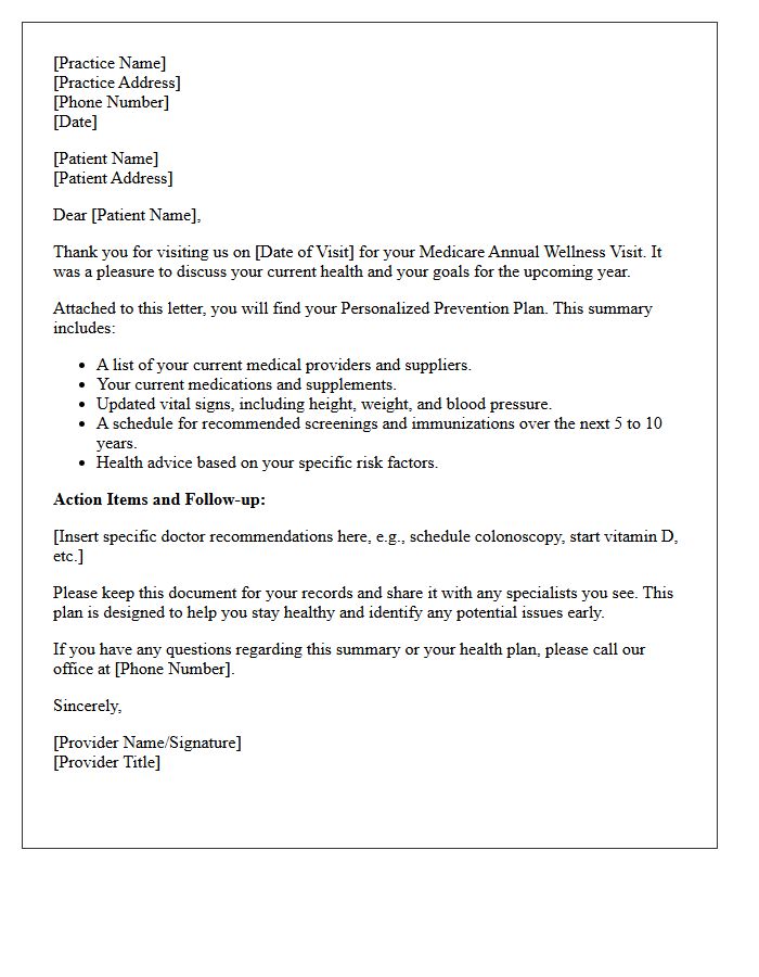 Medicare Annual Wellness Visit Summary Follow-Up Letter
