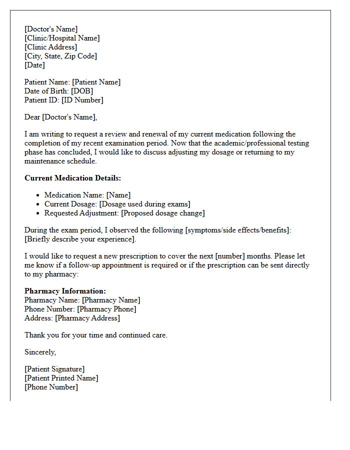Post-Exam Medication Adjustment and Renewal Letter