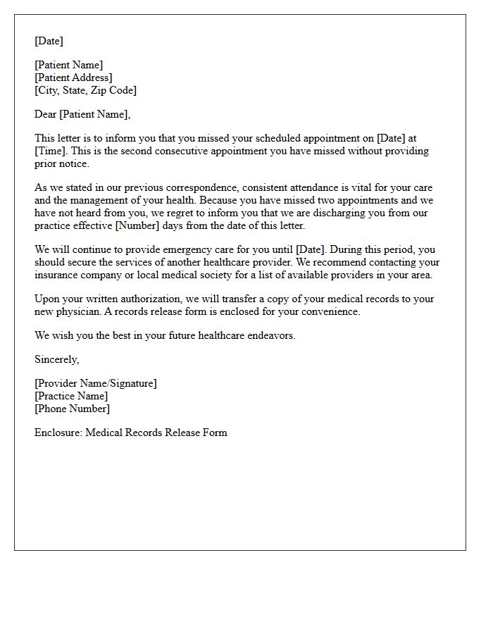 Second Follow-Up Missed Appointment Discharge Letter