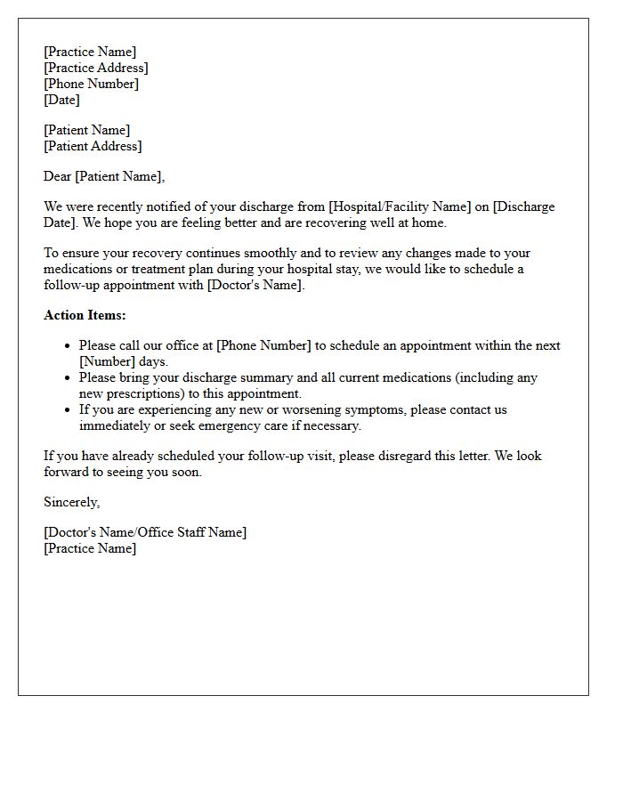 Primary Care Physician Patient Discharge Follow-Up Letter
