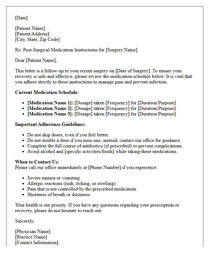 Post-Surgical Medication Review and Adherence Letter